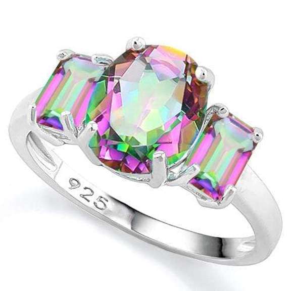 IRRESISTIBLE ! 2.41 CARAT MYSTIC GEMSTONE 925 STERLING SILVER RING