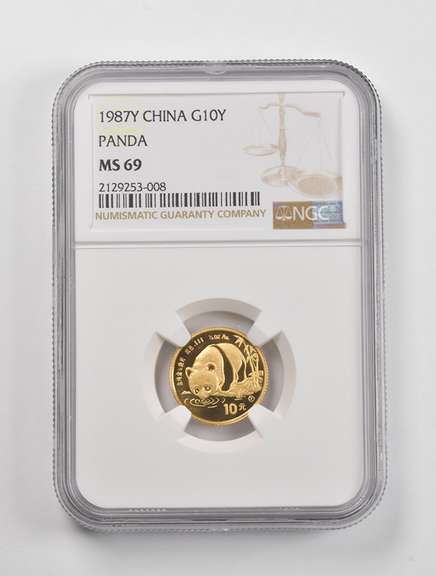 MS69 1987Y China 10 Yuan Gold Panda 1/10 Oz. .999 Fine Gold NGC