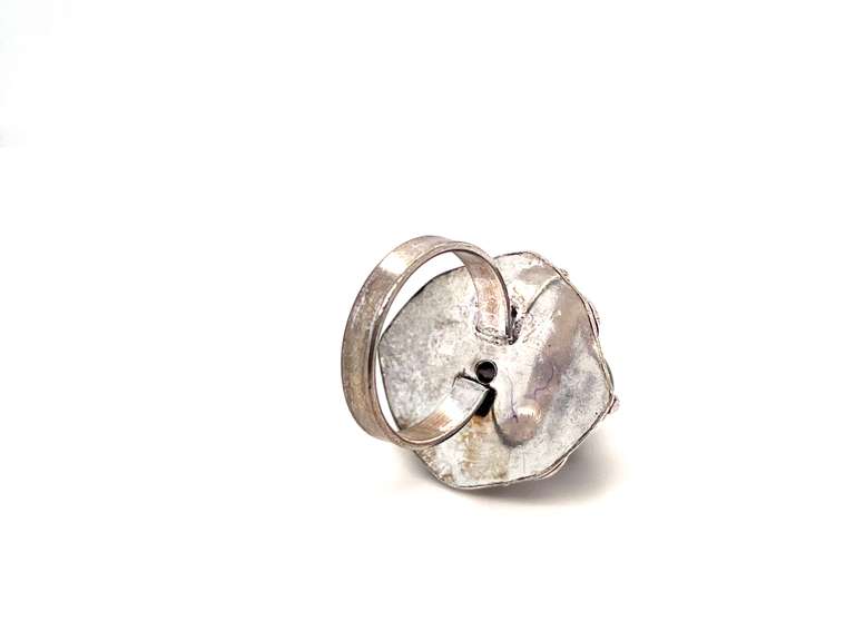 👻Spooktacular!👻Oval Black Onyx Tibetan Silver Floral Energy Design Ring