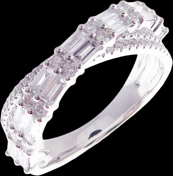 Intercross Diamond Studded 18k White Gold Double Ring