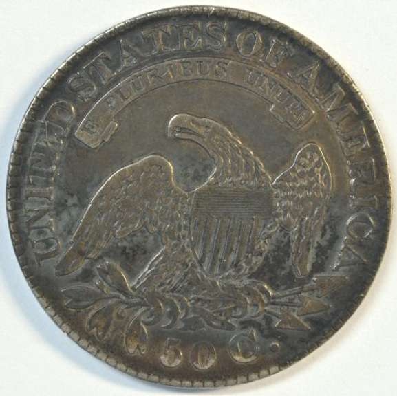 Original 1828 Capped Bust Half Dollar. Curled Base '2'