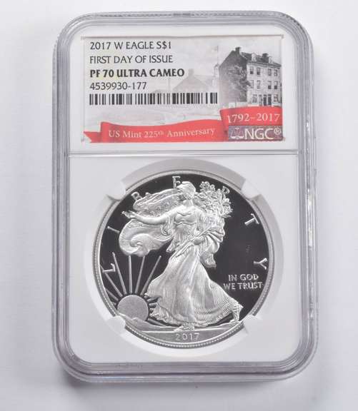 PF70 UCAM 2017-W American Silver Eagle FDOI 225th Anniversary NGC