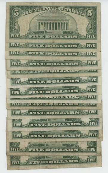 14 Assorted $5 Red Seal notes from 1928, 1953, & 1963 Series
