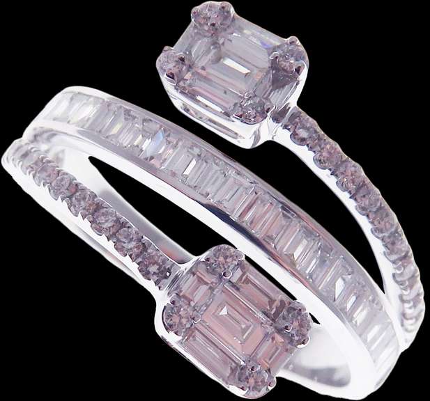 Double Headed Diamond 18k White Gold Spiral Ring