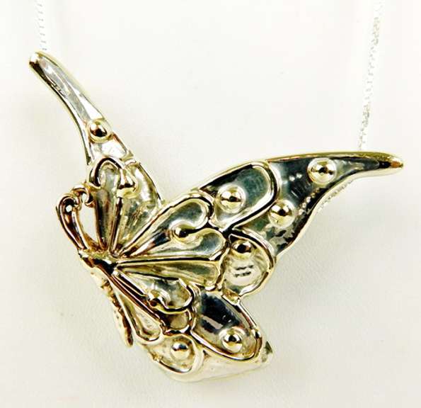 Signed Large Sterling Butterfly Necklace