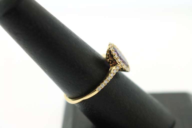 18k Gold Diamond Rimmed Immortal Amethyst Ring