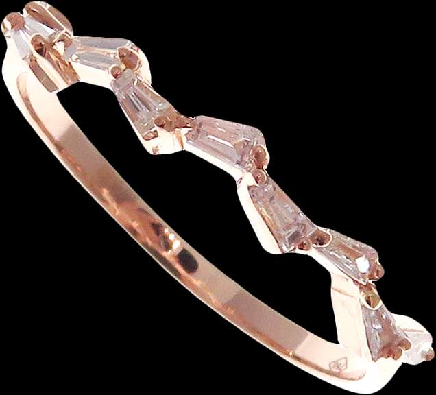 Undulating Baguette Diamond Row 18k Rose Gold Ring