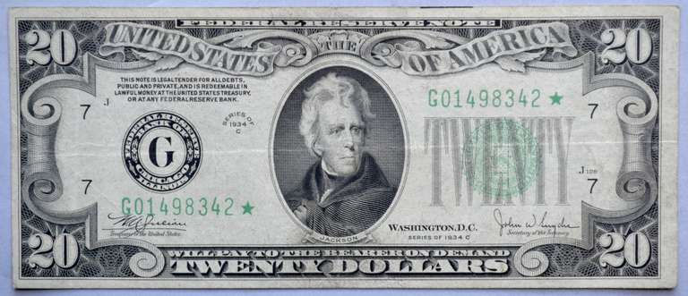 $20 1934 C Star  FRN Note