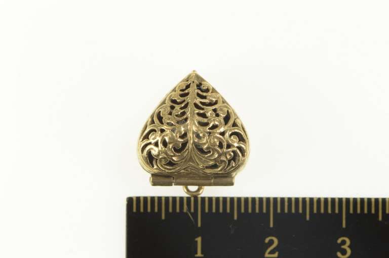 9K Yellow Gold Antique Engagement Ring Box Filigree Charm/Pendant