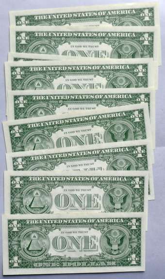 9 CH CU $1 1957B Silver Certificates