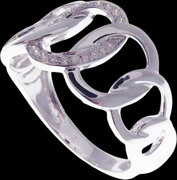 High-Class 18k White Gold Chained Diamond Ring