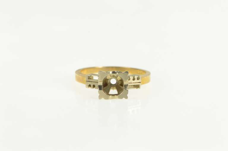 14K Yellow Gold 5.2mm Vintage NOS 1950's Engagement Setting Ring