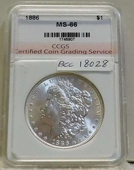 1886 Morgan Dollar CCGS MS-66, Spectacular!