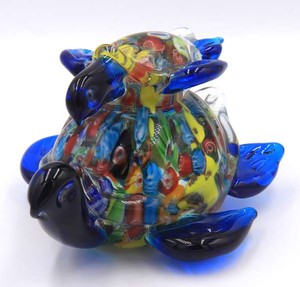 Hnad Blown Art Glass Purple Turtle Figurine Paperweight
