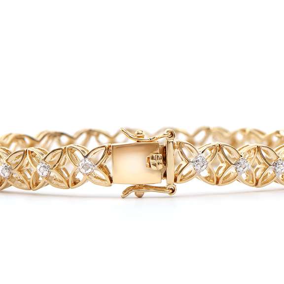 Plated 18KT Yellow Gold Diamond Bracelet