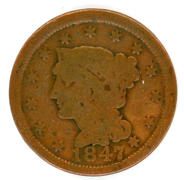 1847 Braided Hair Large Cent
