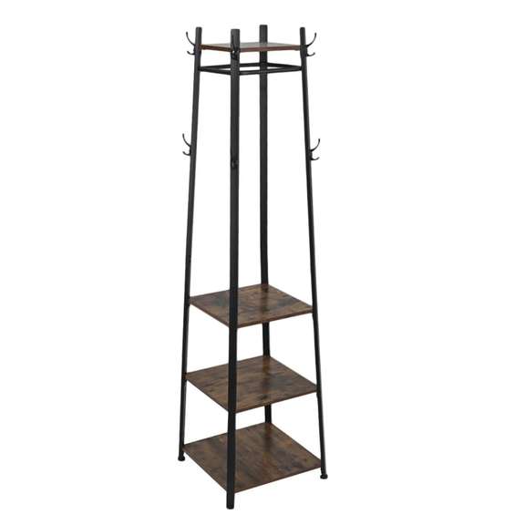 Coat Rack Clothes With 4 Tier Storage Shelves