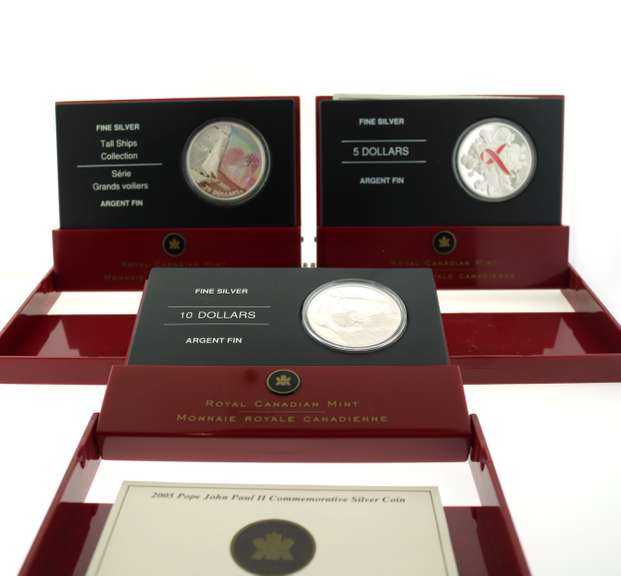 Three Editions of the Royal Canadian Mint Monnaie Royale Canadienne Silver Coin