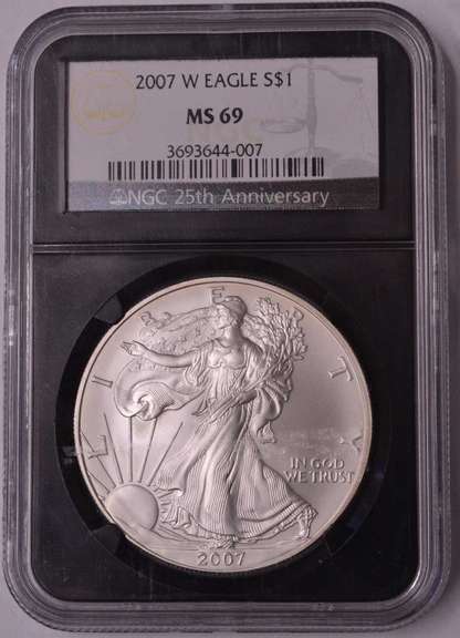 2007-W Burnished Silver Eagle NGC MS69