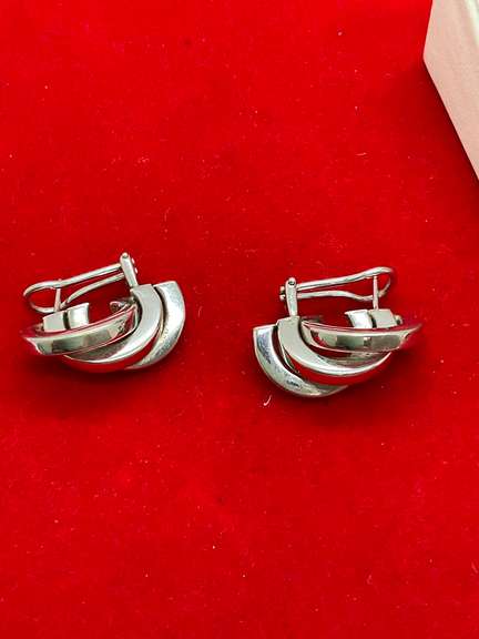14k italian white gold loop earrings