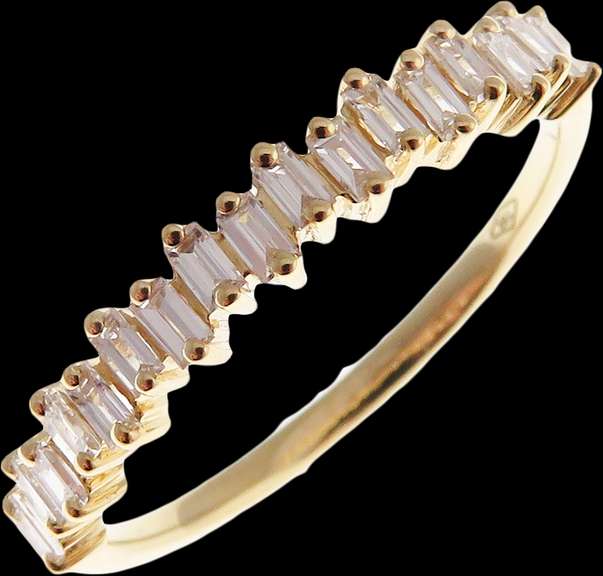 18KT SOLID YELLOW GOLD & DIAMOND BAND RING