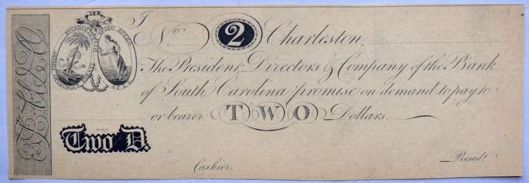 $2 Banking Company of the South Charleston 1810 20 s Note