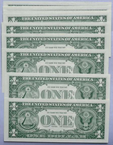 10 Consecutive CH CU 1957 B $1 Silver Certificates