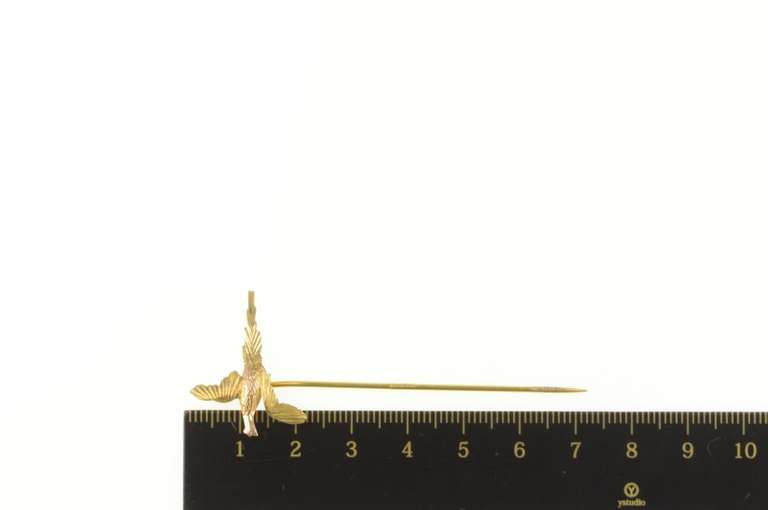 12K Yellow Gold Phoenix Ornate Black Hills Gold Bird Stick Pin
