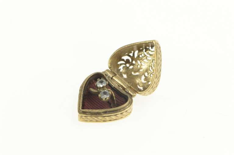 9K Yellow Gold Antique Engagement Ring Box Filigree Charm/Pendant