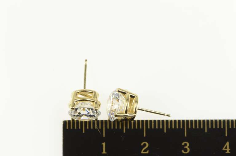 14K Yellow Gold Round Solitaire CZ Classic Statement Stud Earrings