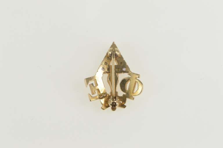 10K Yellow Gold Sigma Epsilon Seed Pearl Fraternity Lapel Pin/Brooch