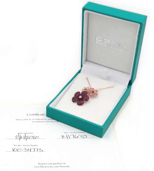 Effy Rose Gold Mixed Stones and Diamond Pendant