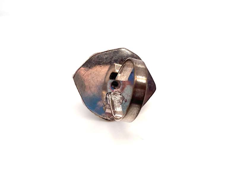 Oval Cut Blue Stone Ring in Tibetan Silver Floral Energy Ring