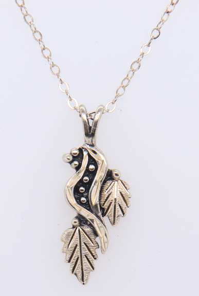 Vintage Sterling Silver Leaf Pendant on Chain