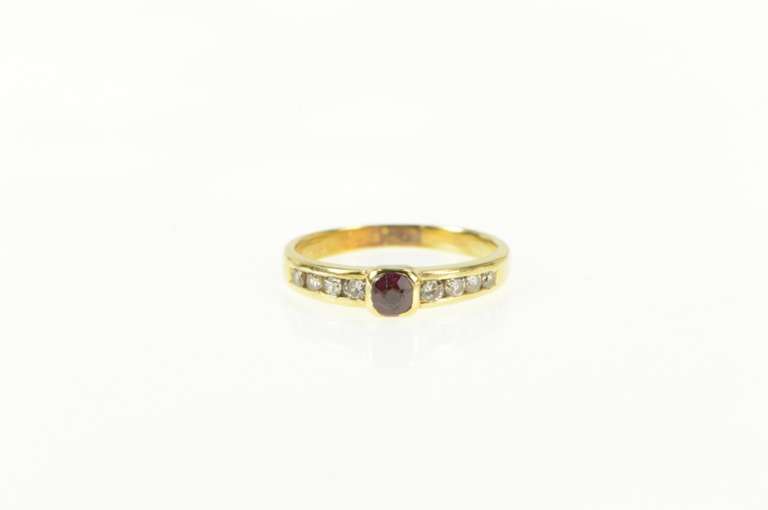 14K Yellow Gold Ruby Diamond Channel Accent Engagement Ring