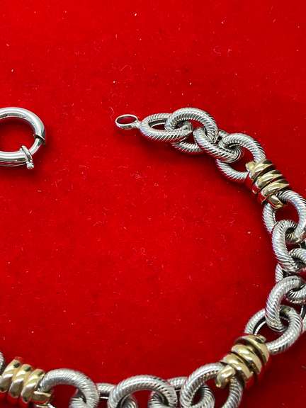 LADIES 14K WHITE AND YELLOW GOLD LINK BRACELET