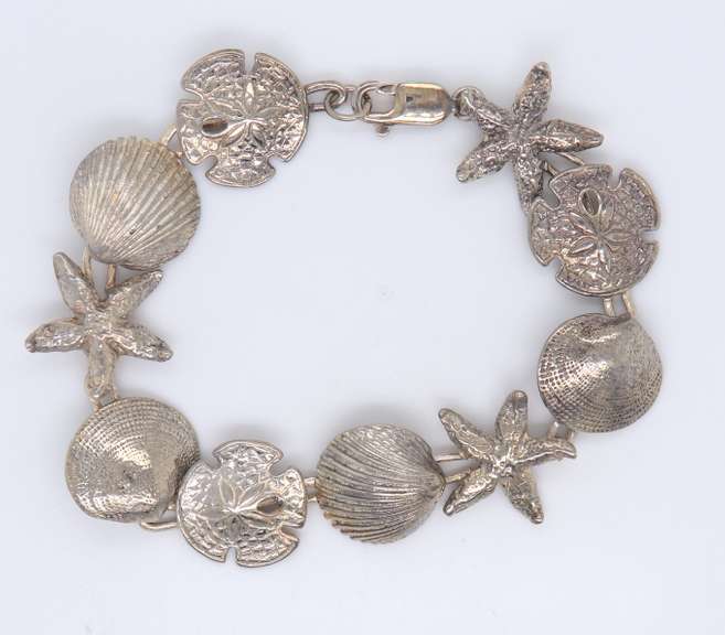 Vintage Sterling Silver Sea Shell Bracelet