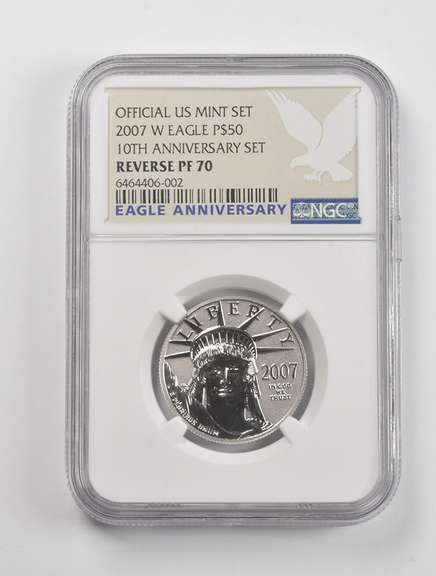 PF70 Reverse 2007-W $50 American 1/2 Oz Platinum Eagle Anv Set NGC