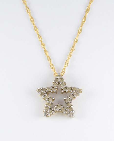 Diamond Star Pendant on Necklace