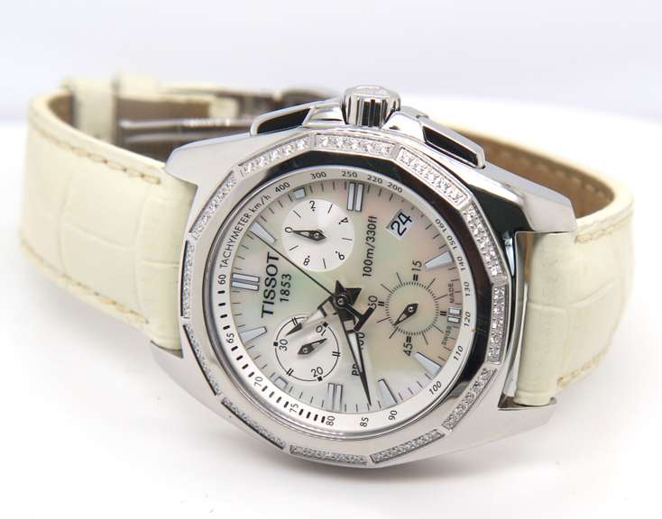 Tissot PRC 100 Diamond Bezel Streel Mop Dial Quartz Watch