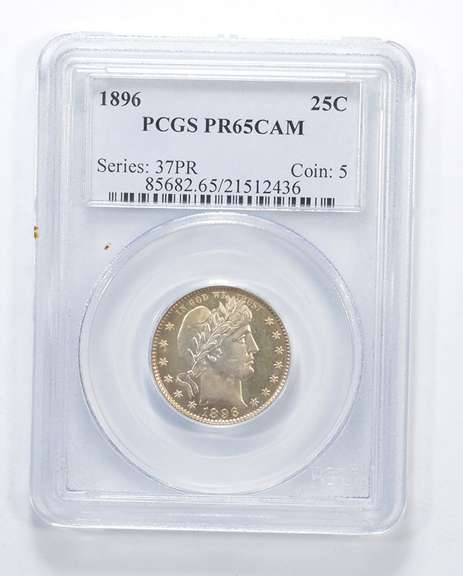 PR65 CAM 1896 Barber Quarter - Graded PCGS