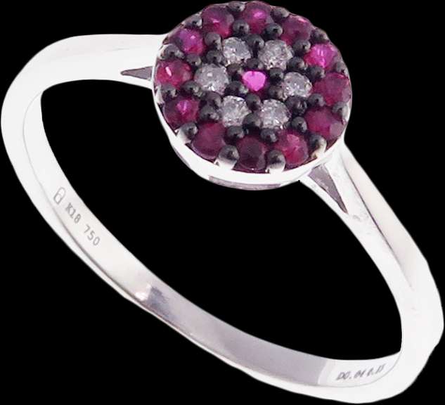Elegant Floral Design Ruby and Diamond 18k White Gold Ring