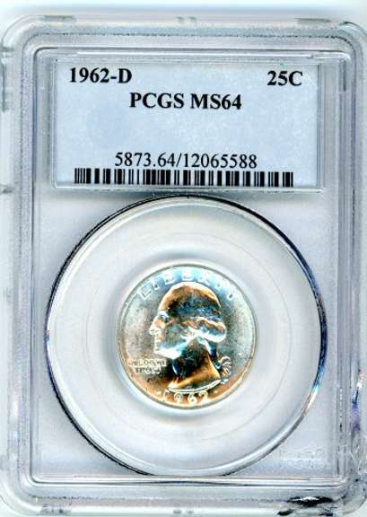 1962-D Silver Washington Quarter in PCGS MS64