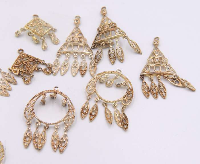 Group Lot of 2 Vinatge Sterling Silver Dangle Earrings with Extra Dangles