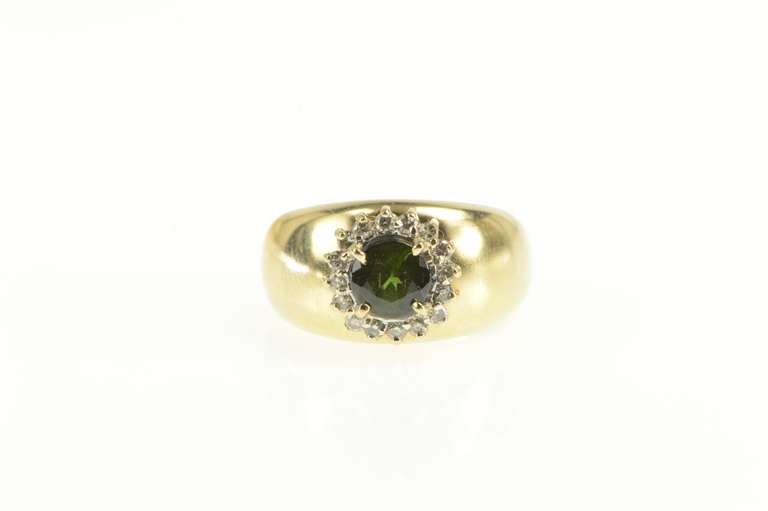 14K White Gold 1.00 Ctw Tourmaline Diamond Halo Engagement Ring