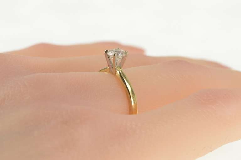 14K Yellow Gold 0.58 Ct Round Diamond Solitaire Engagement Ring