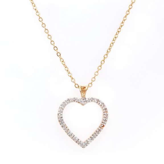 Plated 18KT Yellow Gold 0.22ctw Diamond Heart Pendant with Chain