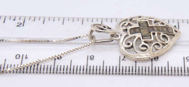 Vintage Sterling Silver Heart Shaped Pendant on Chain