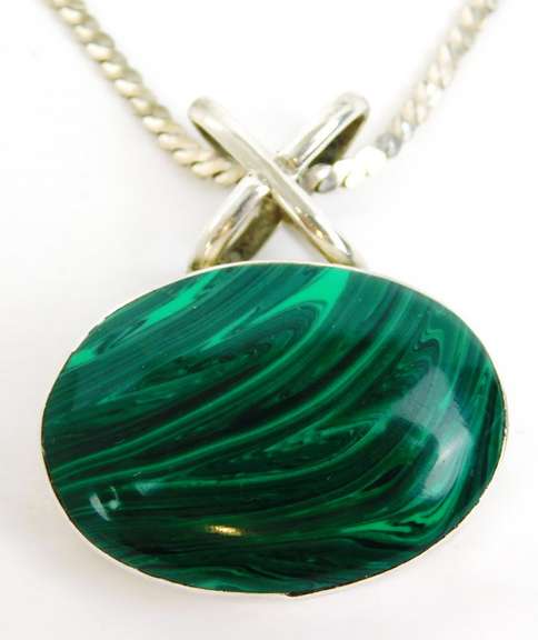 Superb Large Sterling Malachite Necklace