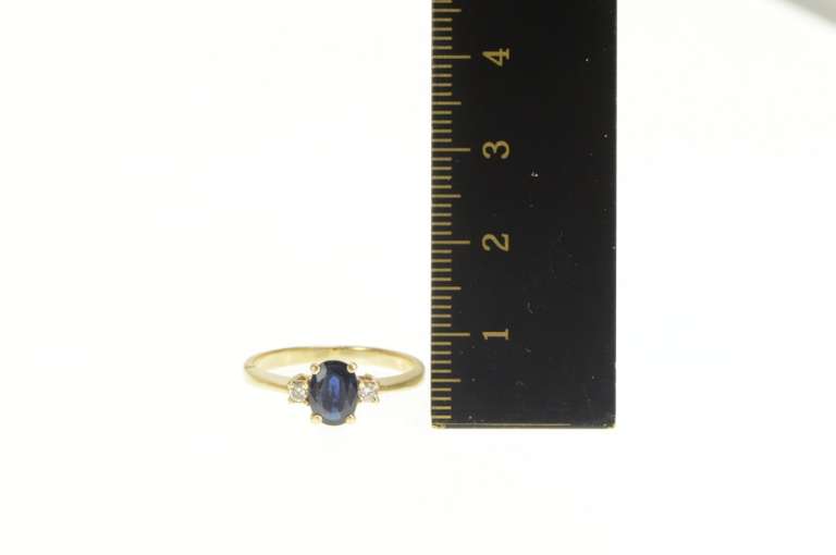 14K Yellow Gold 0.72 Ctw Natural Sapphire Diamond Engagement Ring